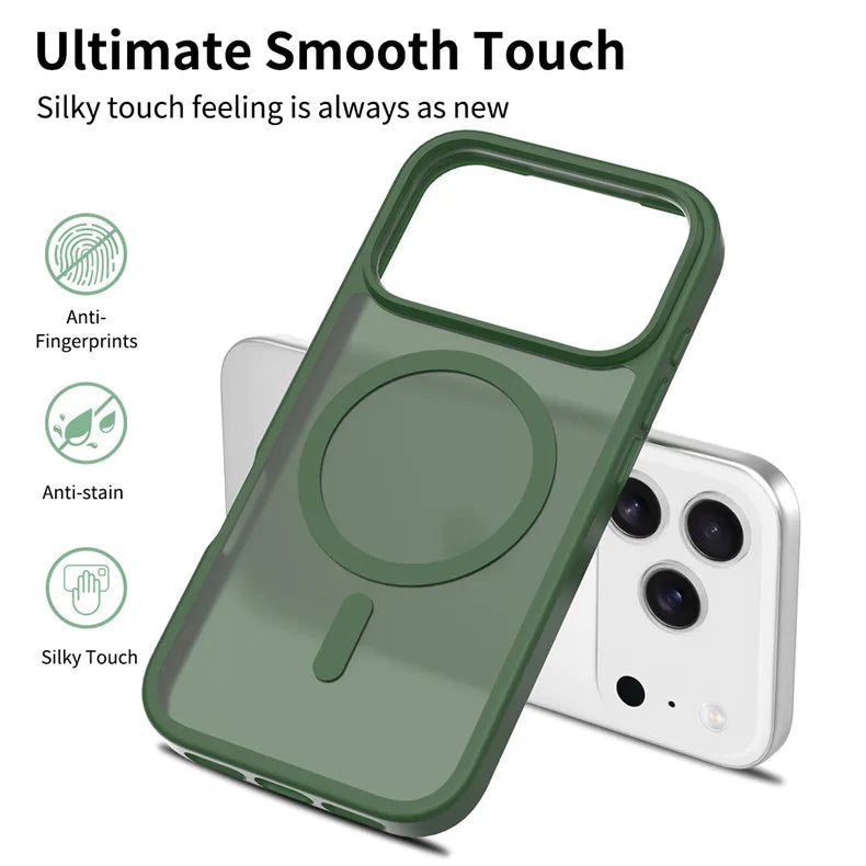 Matte Magnetic Phone Case Custom Skin Feel Shock Proof Cover Anti Fingerprint Frosted Magnetic Case For iPhone 17 Pro