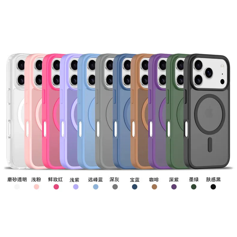 Matte Magnetic Phone Case Custom Skin Feel Shock Proof Cover Anti Fingerprint Frosted Magnetic Case For iPhone 17 Pro