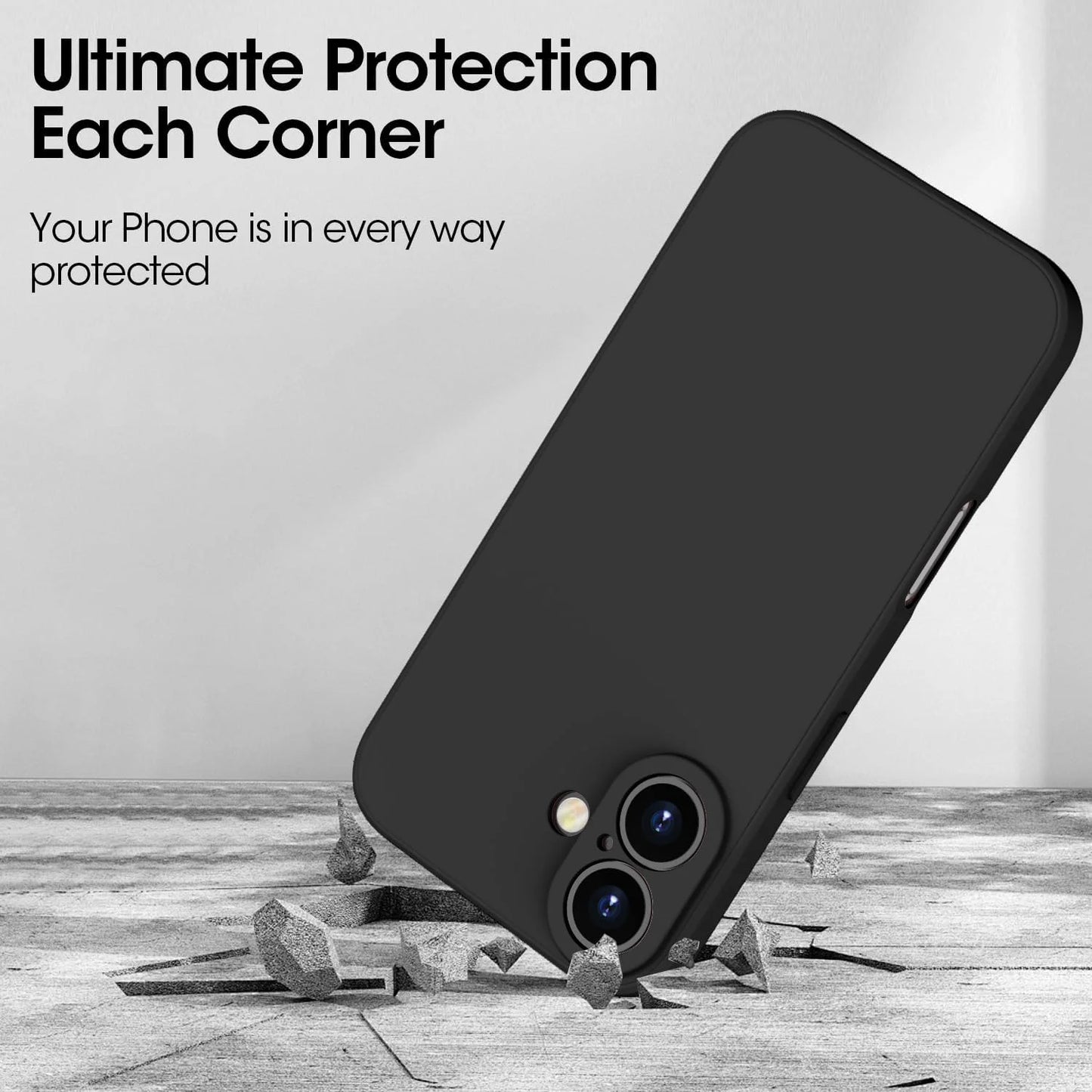 Silicone Case For iPhone 16 15 14 11 Pro Max 13 12 Mini 16 Plus X XR 7 8 Soft Shockproof With 2 PCS Glass Screen Protector Cover