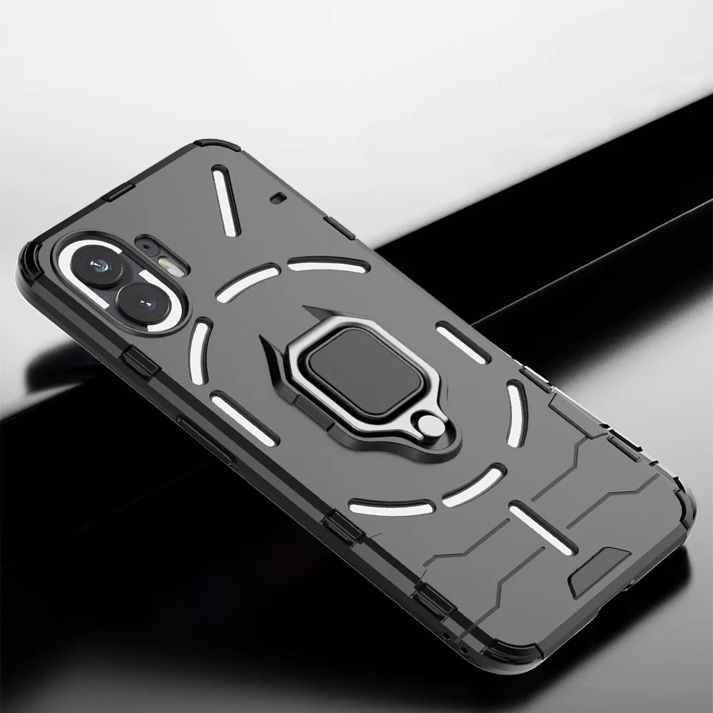 Shockproof Armor Case for Nothing Phone 2 1 Silicone + PC Metal Ring Stand Phone Back Cover for Nothing Phone 2 1