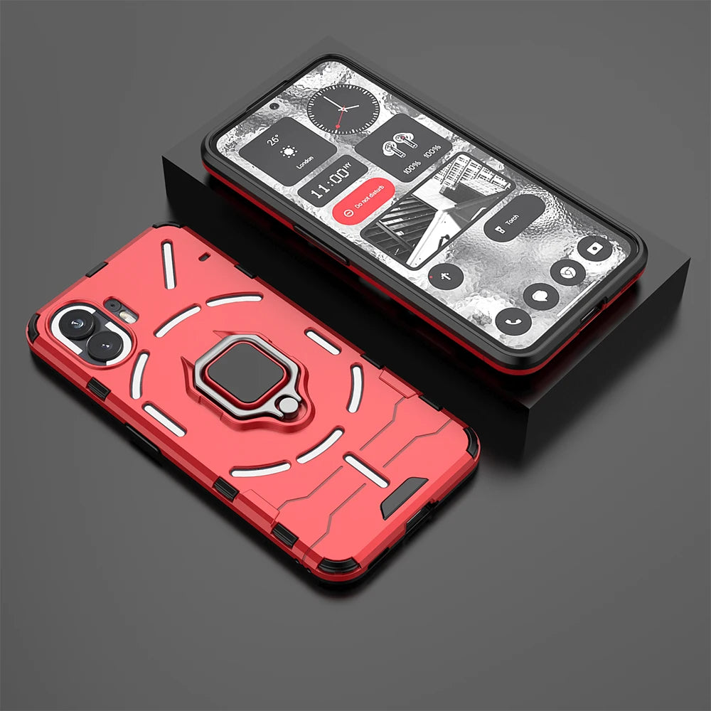 Shockproof Armor Case for Nothing Phone 2 1 Silicone + PC Metal Ring Stand Phone Back Cover for Nothing Phone 2 1
