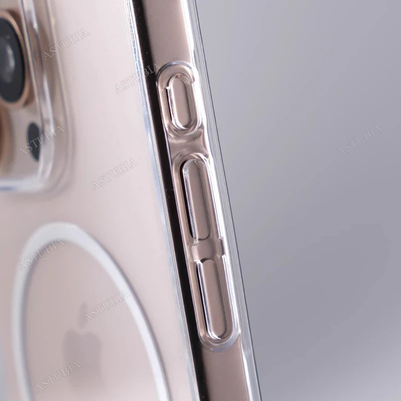 Fashion Magnetic Transparent Phone Case For iPhone 16: Magsafe Wireless Charge Hard Back Cover