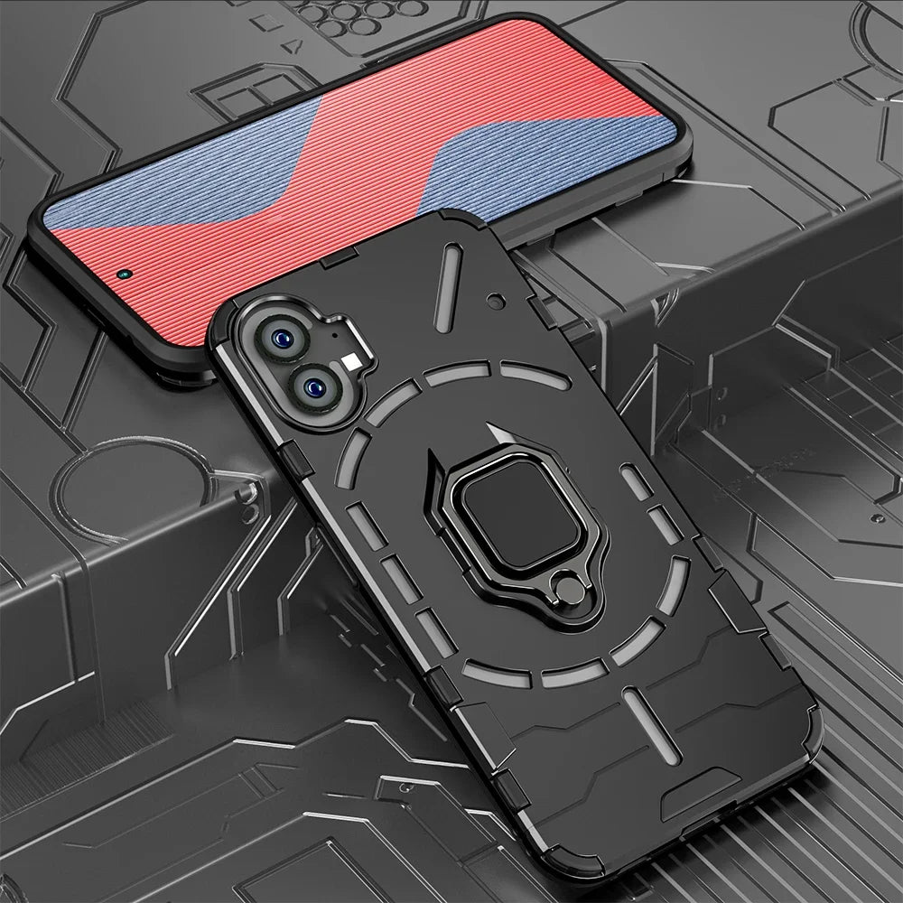 Shockproof Armor Case for Nothing Phone 2 1 Silicone + PC Metal Ring Stand Phone Back Cover for Nothing Phone 2 1