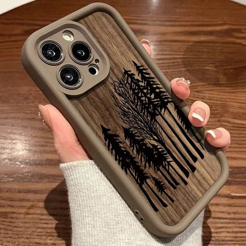 Retro Forest Brown Wood Soft Phone Case for iPhone