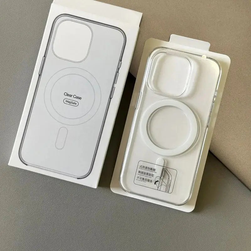 Original Transparent MagSafe Phone Case for iPhone 17 16pro max 15 16 Pro 13 14 Magnetic Wireless Charging Clear Hard PC Cover