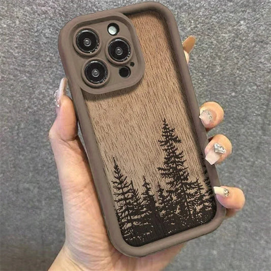 Retro Forest Brown Wood Soft Phone Case for iPhone