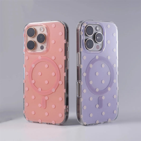 Polka Dot Phone Case For iPhone 16 15 14 13 12 Pro & Pro Max Magsafe Wireless Charging