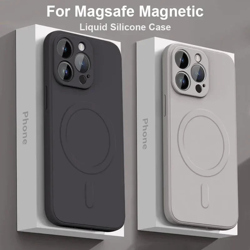 Liquid Silicone Case For iPhone 16 15 14 Plus Pro Max Magsafe Magnetic Wireless Charge Soft Cover