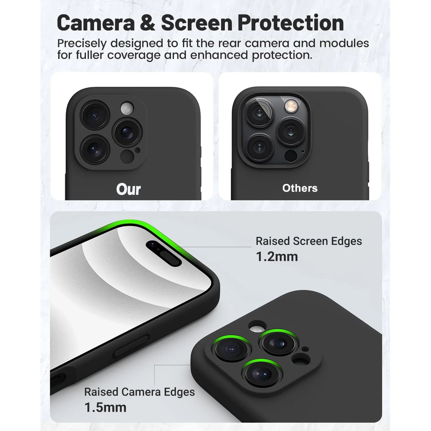 Silicone Case For iPhone 16 15 14 11 Pro Max 13 12 Mini 16 Plus X XR 7 8 Soft Shockproof With 2 PCS Glass Screen Protector Cover