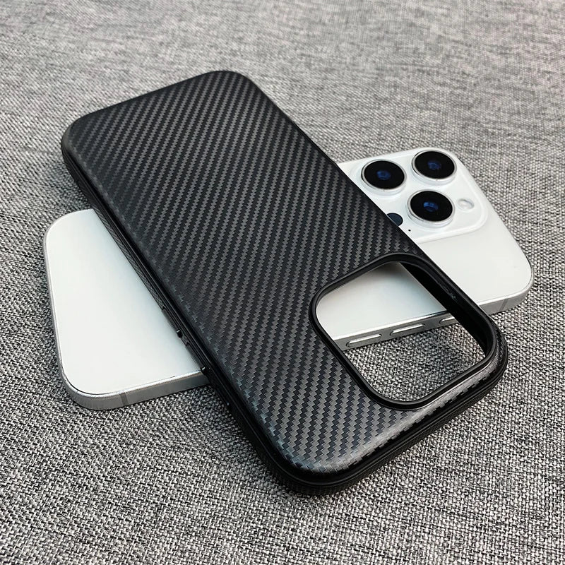 Carbon Fibre Texture MagSafe Phone Case for iPhone