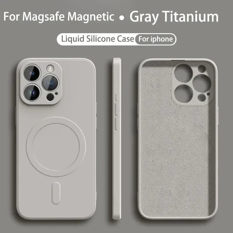 Liquid Silicone Case For iPhone 16 15 14 Plus Pro Max Magsafe Magnetic Wireless Charge Soft Cover