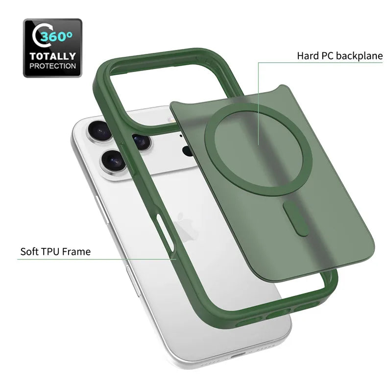Matte Magnetic Phone Case Custom Skin Feel Shock Proof Cover Anti Fingerprint Frosted Magnetic Case For iPhone 17 Pro