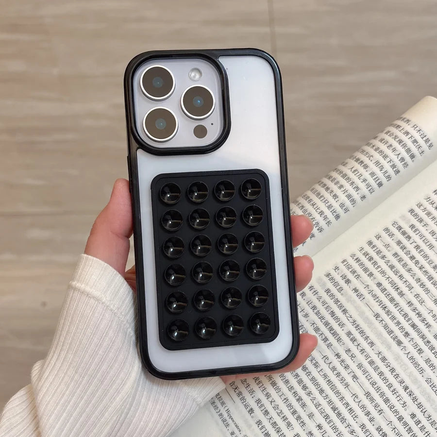 Candy Bumper Phone Case For iPhone 16 15 14 13 12 11 Pro Max XR X XS 8 Plus 16E 3D Suction Cup Airbag Clear Shockproof Cover
