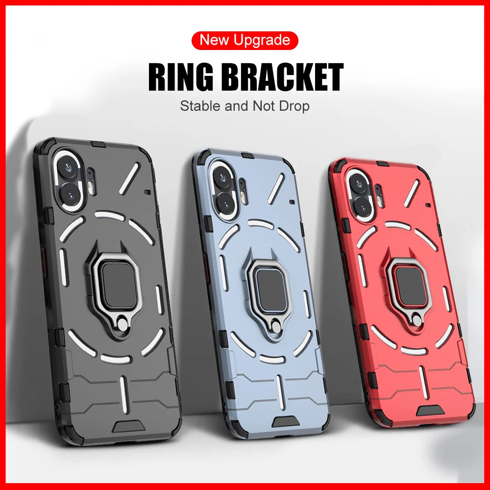 Shockproof Armor Case for Nothing Phone 2 1 Silicone + PC Metal Ring Stand Phone Back Cover for Nothing Phone 2 1