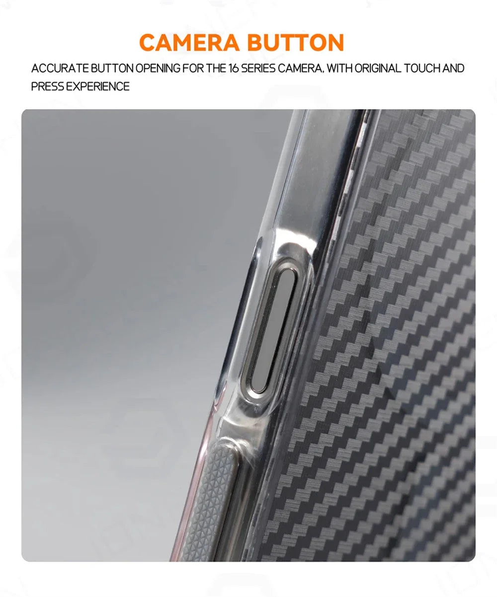 Transparent MagSafe Carbon Fiber iPhone 16 Case
