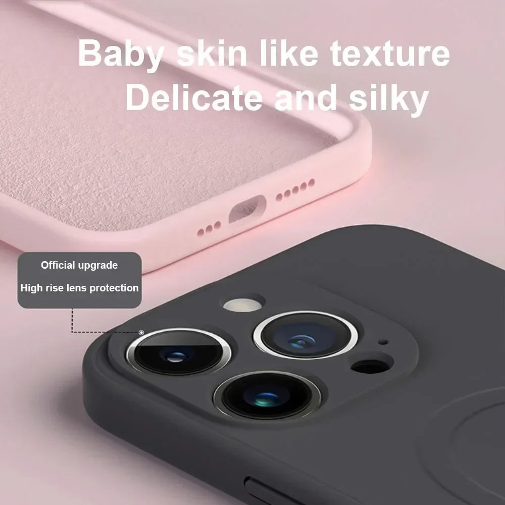 Liquid Silicone Case For iPhone 16 15 14 Plus Pro Max Magsafe Magnetic Wireless Charge Soft Cover