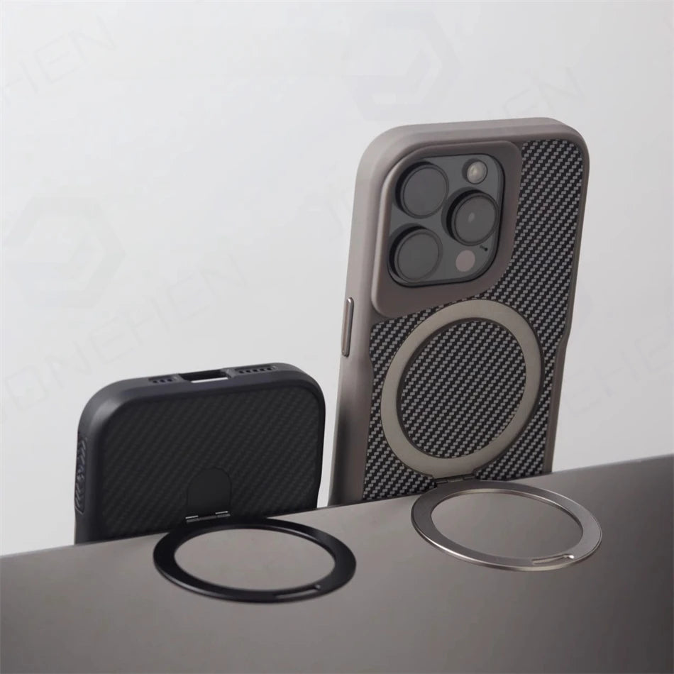 Luxury MagSafe Shockproof Case for iPhone 12–17 Pro Max, Carbon Fiber