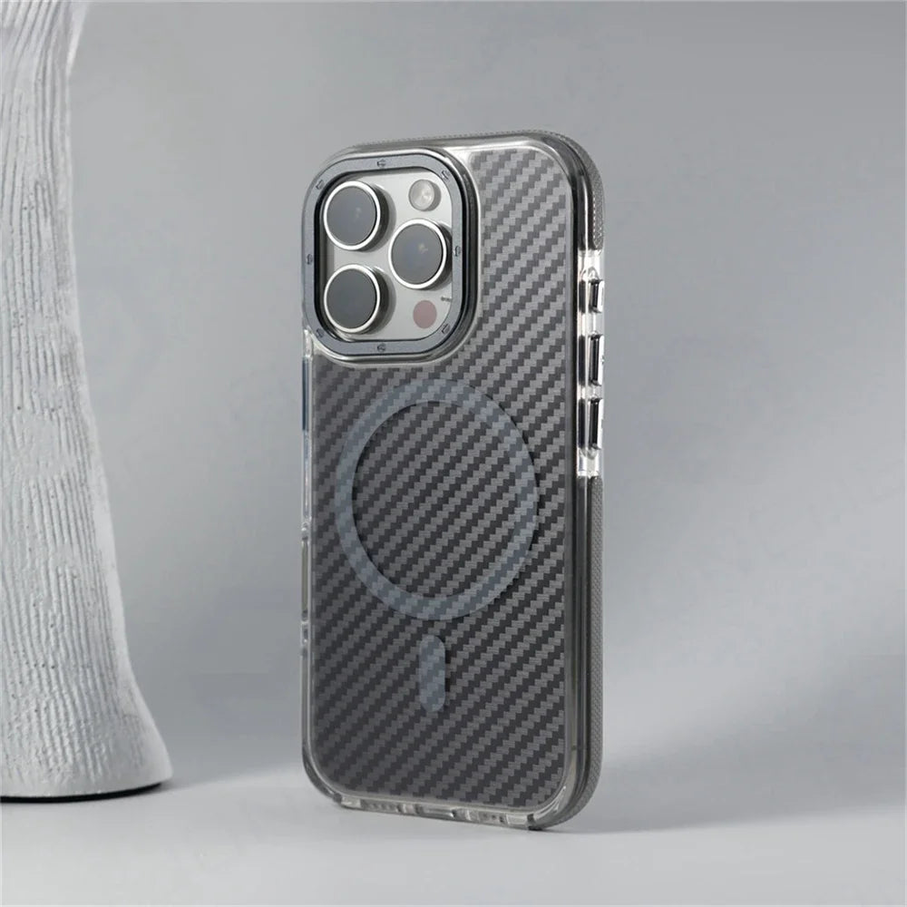 Transparent MagSafe Carbon Fiber iPhone 16 Case