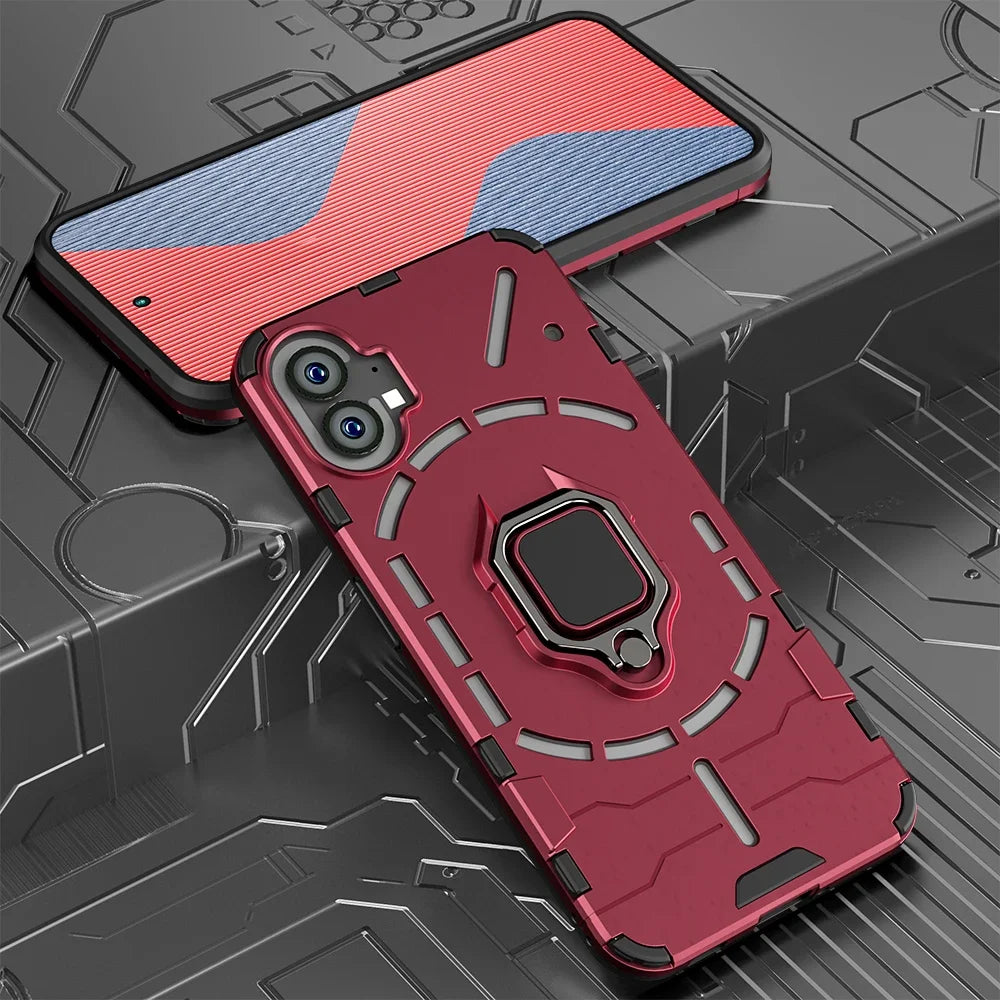 Shockproof Armor Case for Nothing Phone 2 1 Silicone + PC Metal Ring Stand Phone Back Cover for Nothing Phone 2 1