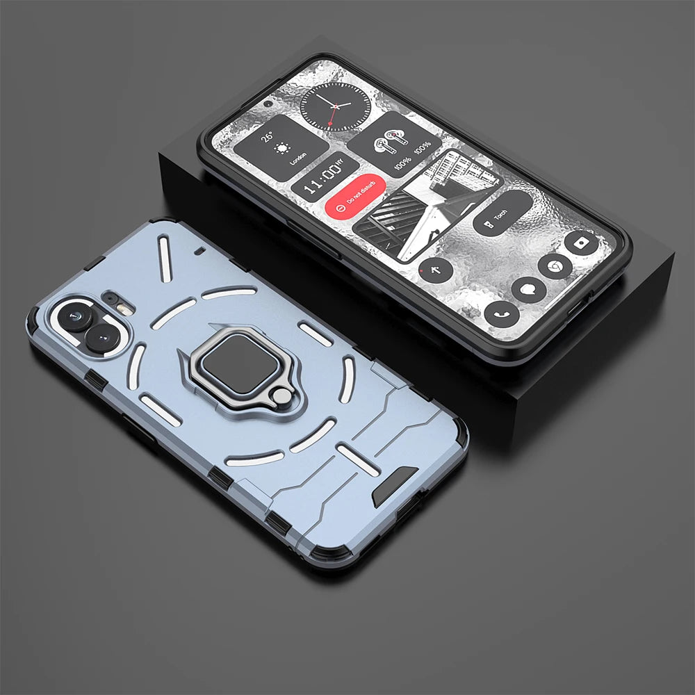 Shockproof Armor Case for Nothing Phone 2 1 Silicone + PC Metal Ring Stand Phone Back Cover for Nothing Phone 2 1
