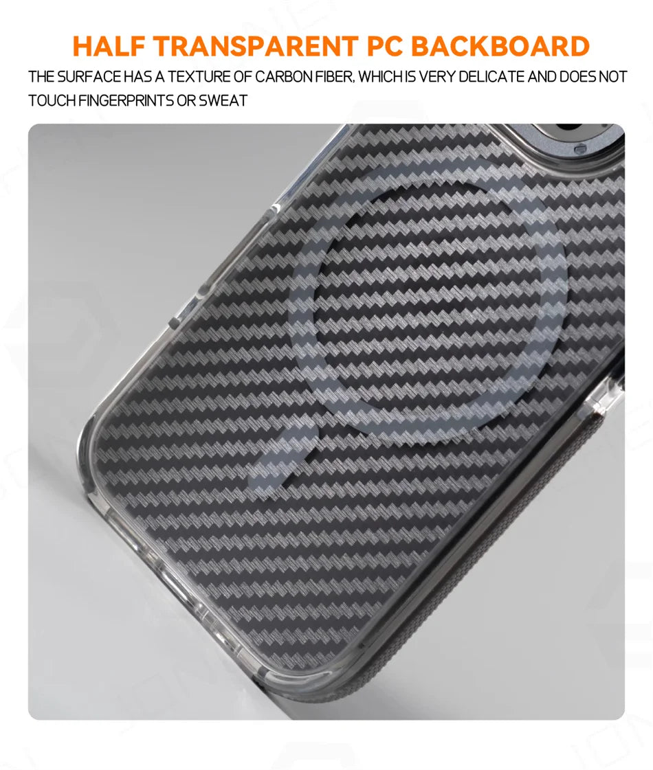 Non-Slip Carbon Fiber MagSafe Case for iPhone – Sleek Armor Protection
