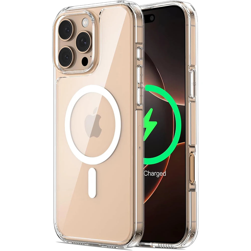 Strong Magnetic Magsafe Wireless Charging Case For iPhone 16 :  Clear Magnetic Rugged Shockproof Protective Transparent Cell Phone Cover