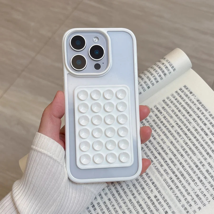 Candy Bumper Phone Case For iPhone 16 15 14 13 12 11 Pro Max XR X XS 8 Plus 16E 3D Suction Cup Airbag Clear Shockproof Cover