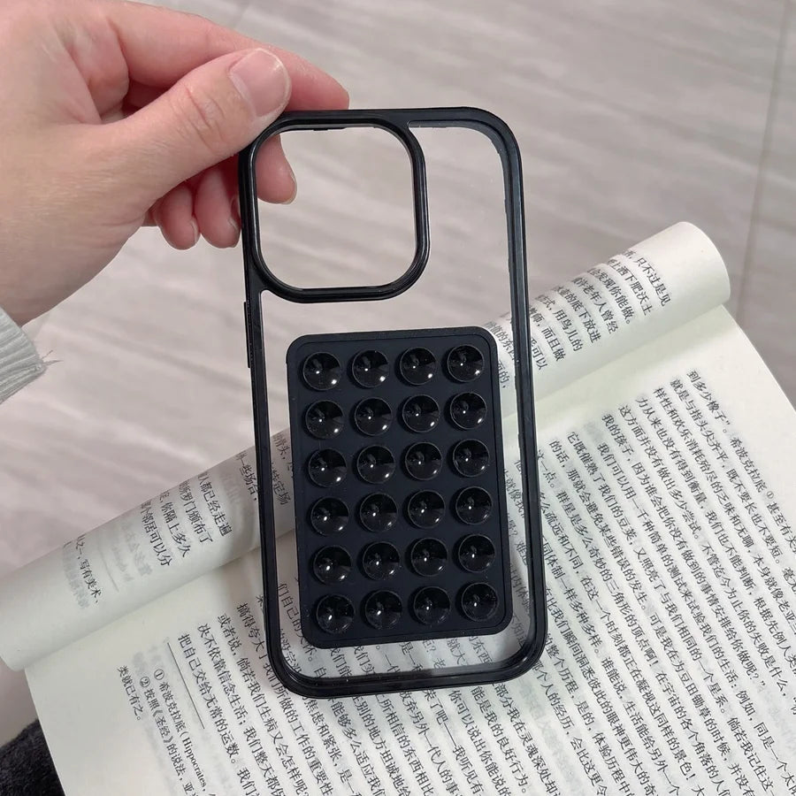 Candy Bumper Phone Case For iPhone 16 15 14 13 12 11 Pro Max XR X XS 8 Plus 16E 3D Suction Cup Airbag Clear Shockproof Cover