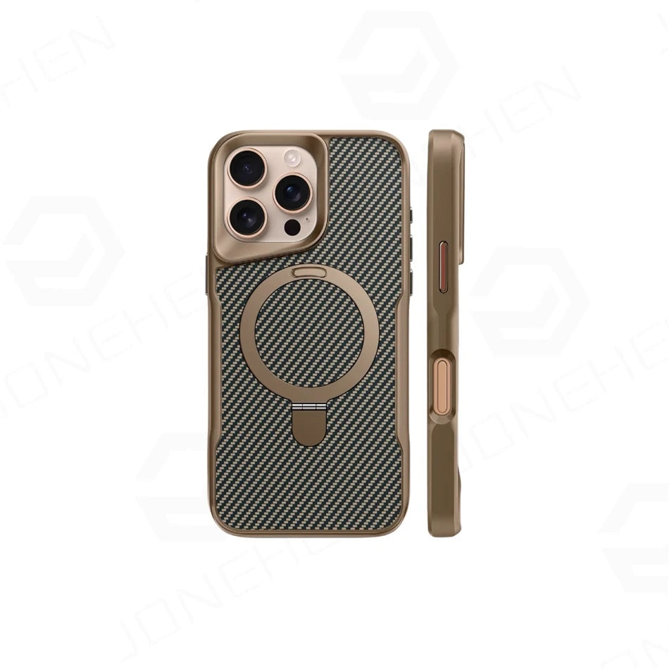 Luxury MagSafe Shockproof Case for iPhone 12–17 Pro Max, Carbon Fiber