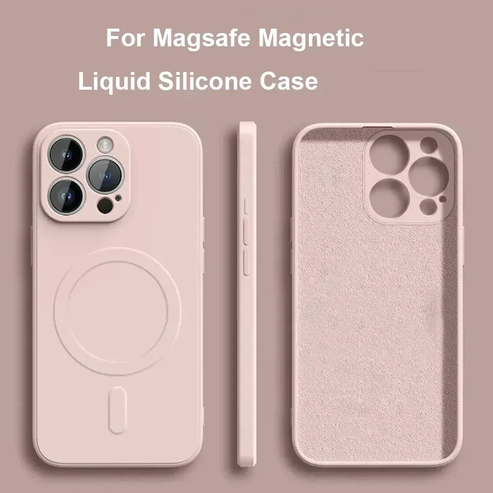 Liquid Silicone Case For iPhone 16 15 14 Plus Pro Max Magsafe Magnetic Wireless Charge Soft Cover