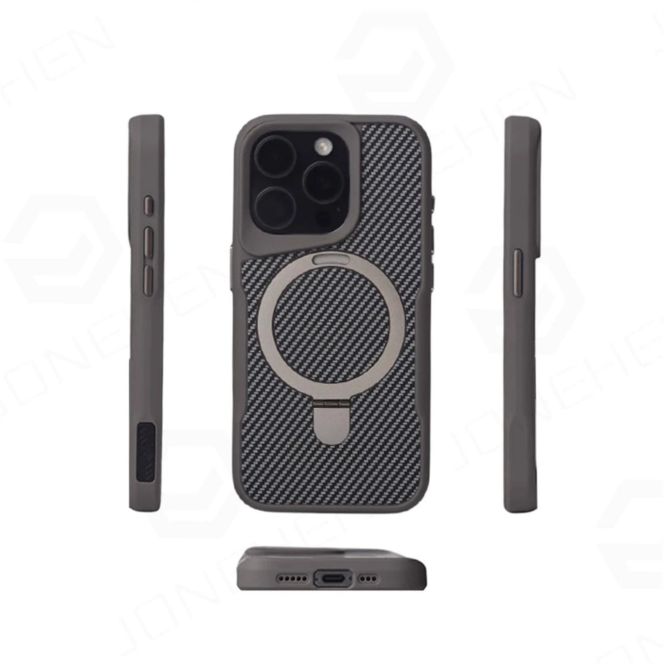 Luxury MagSafe Shockproof Case for iPhone 12–17 Pro Max, Carbon Fiber