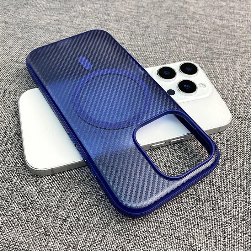 Carbon Fibre Texture MagSafe Phone Case for iPhone 17 16 15 Series