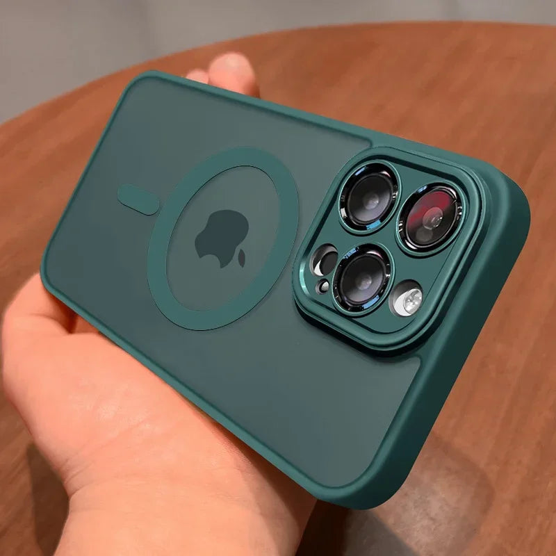 Magnetic Luxury Matte Translucent Armor Shockproof Case For iPhone 16 Pro Max Plus Magsafe Wireless Charge Cover