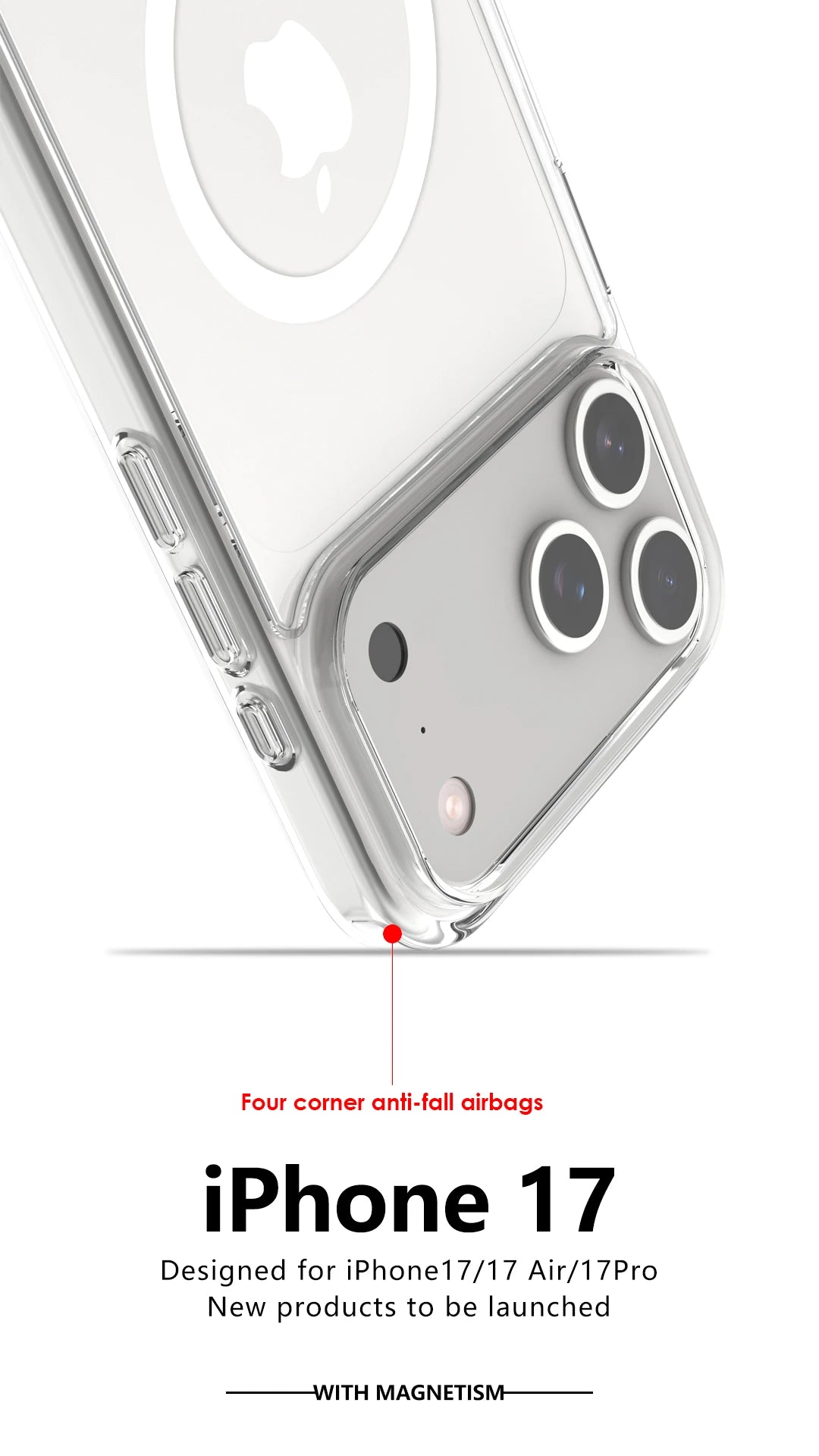 Shockproof  Magsafe Clear Magnetic Wireless Charge Case For iPhone 17 Air 17 Pro Max Hybrid Hard Acrylic Back Cover Bumper