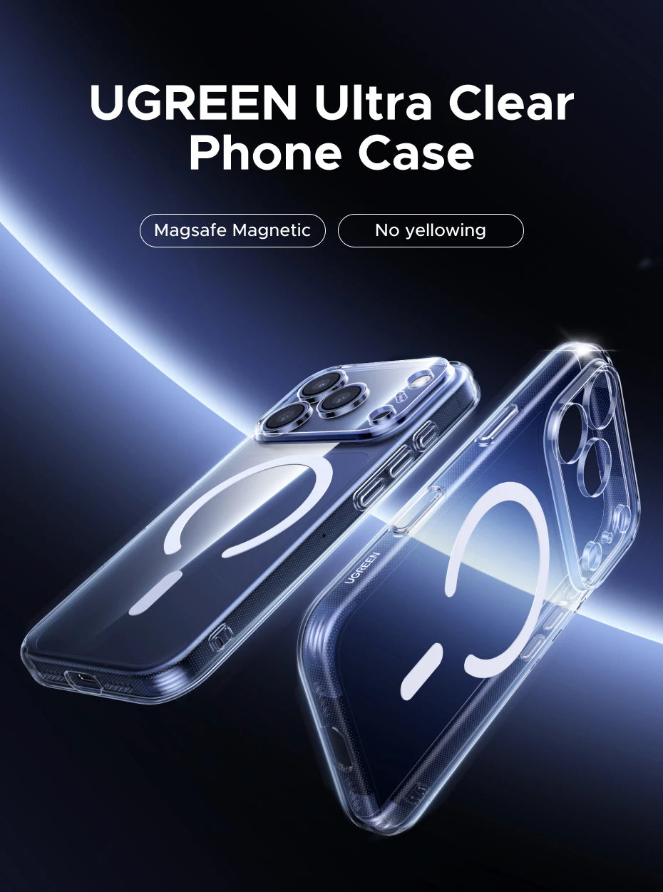 UGREEN Magnetic Shockproof Transparent Not Yellowing Premium Magsafe Case for iPhone 17