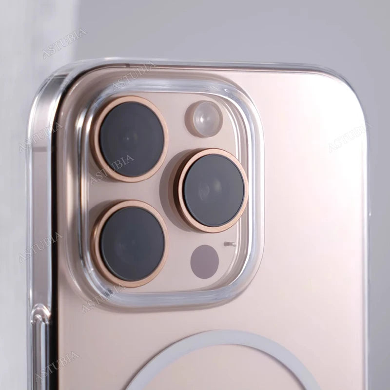 Fashion Magnetic Transparent Phone Case For iPhone 16: Magsafe Wireless Charge Hard Back Cover