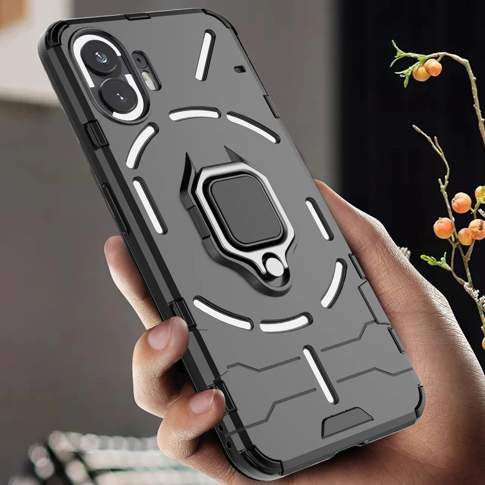 Shockproof Armor Case for Nothing Phone 2 1 Silicone + PC Metal Ring Stand Phone Back Cover for Nothing Phone 2 1