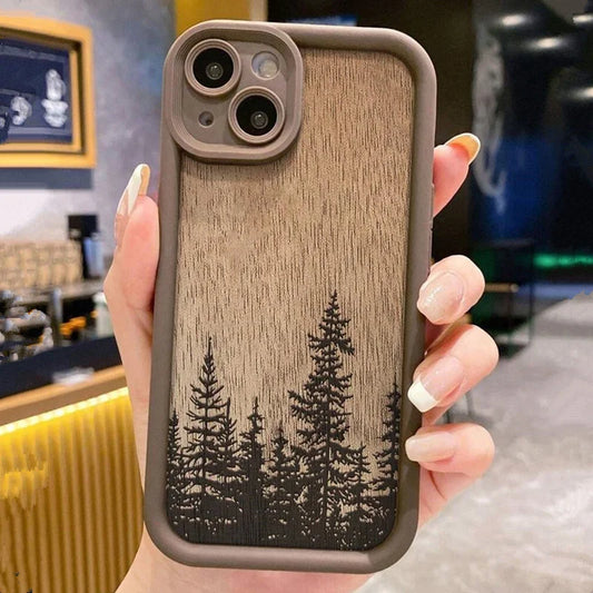 Retro Forest Brown Wood Soft Phone Case for iPhone