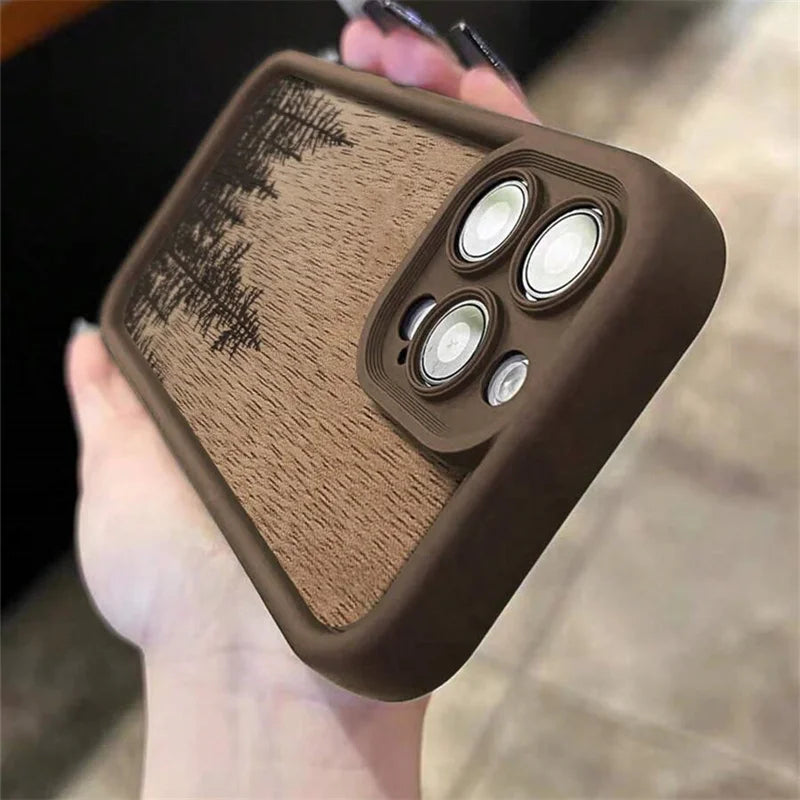 Retro Forest Brown Wood Soft Phone Case for iPhone