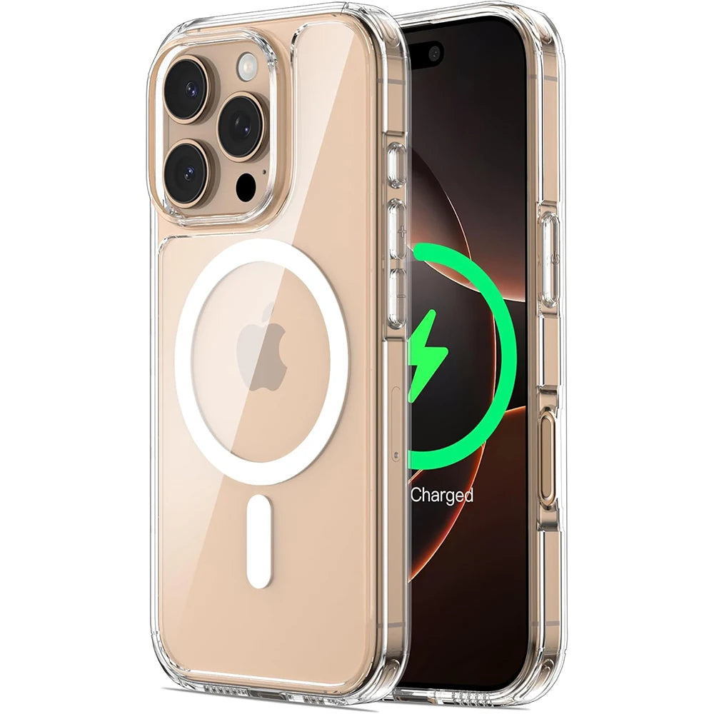 Strong Magnetic Magsafe Wireless Charging Case For iPhone 16 :  Clear Magnetic Rugged Shockproof Protective Transparent Cell Phone Cover