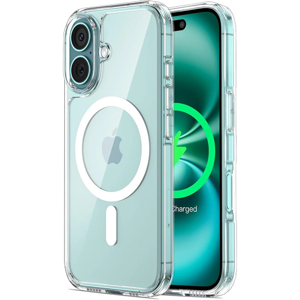 Strong Magnetic Magsafe Wireless Charging Case For iPhone 16 :  Clear Magnetic Rugged Shockproof Protective Transparent Cell Phone Cover