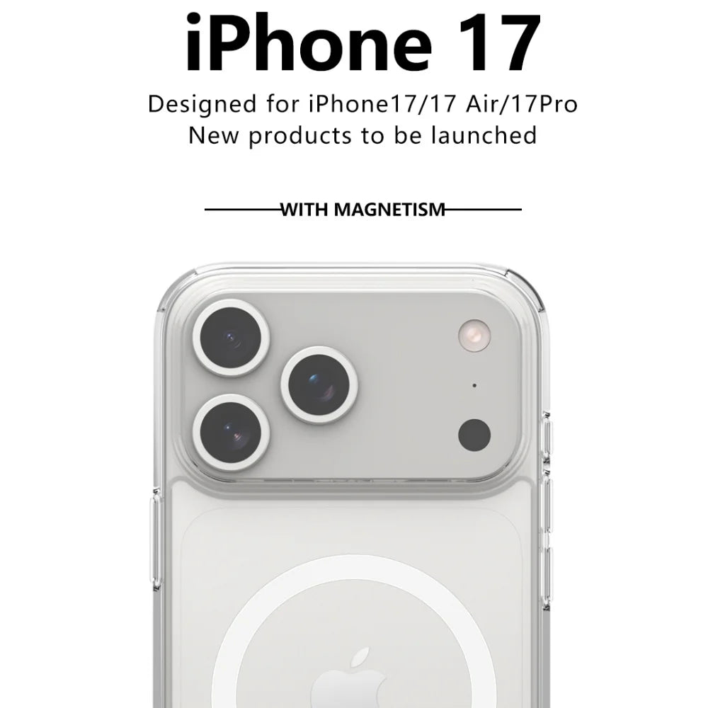 Shockproof  Magsafe Clear Magnetic Wireless Charge Case For iPhone 17 Air 17 Pro Max Hybrid Hard Acrylic Back Cover Bumper