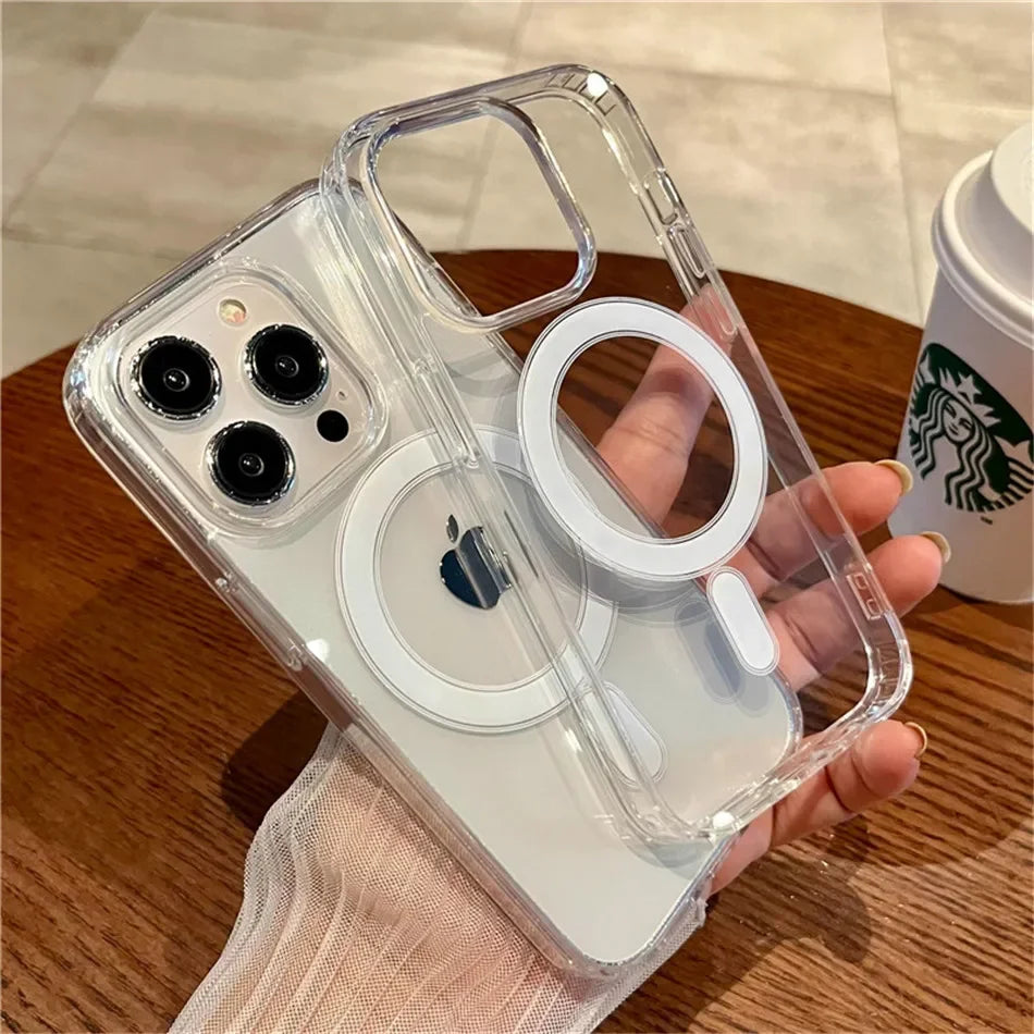 Magsafe Wireless Charging Phone Case For iPhone 17 16 16E 15 14 13 12 11 Plus Pro Max XR Shockproof Magnetic Transparent Cover