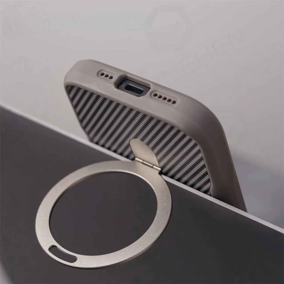 Luxury MagSafe Shockproof Case for iPhone 12–17 Pro Max, Carbon Fiber