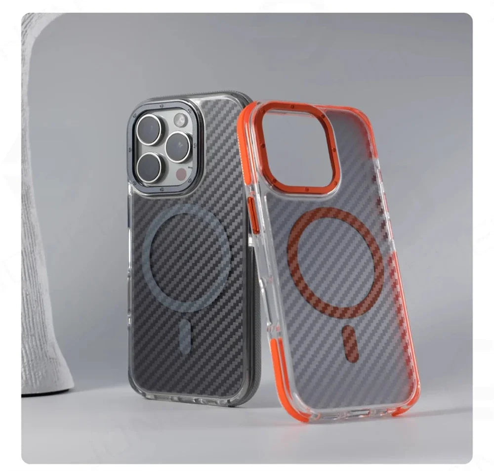 Transparent MagSafe Carbon Fiber iPhone 16 Case