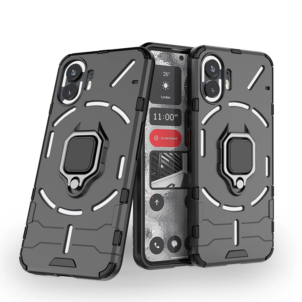 Shockproof Armor Case for Nothing Phone 2 1 Silicone + PC Metal Ring Stand Phone Back Cover for Nothing Phone 2 1