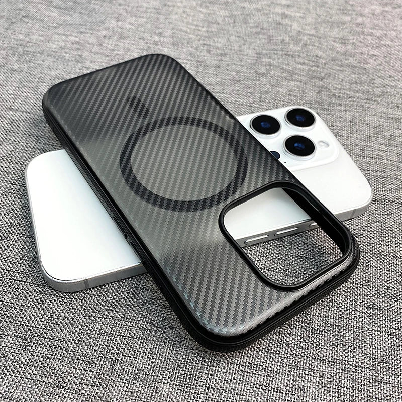 Carbon Fibre Texture MagSafe Phone Case for iPhone 17 16 15 Series