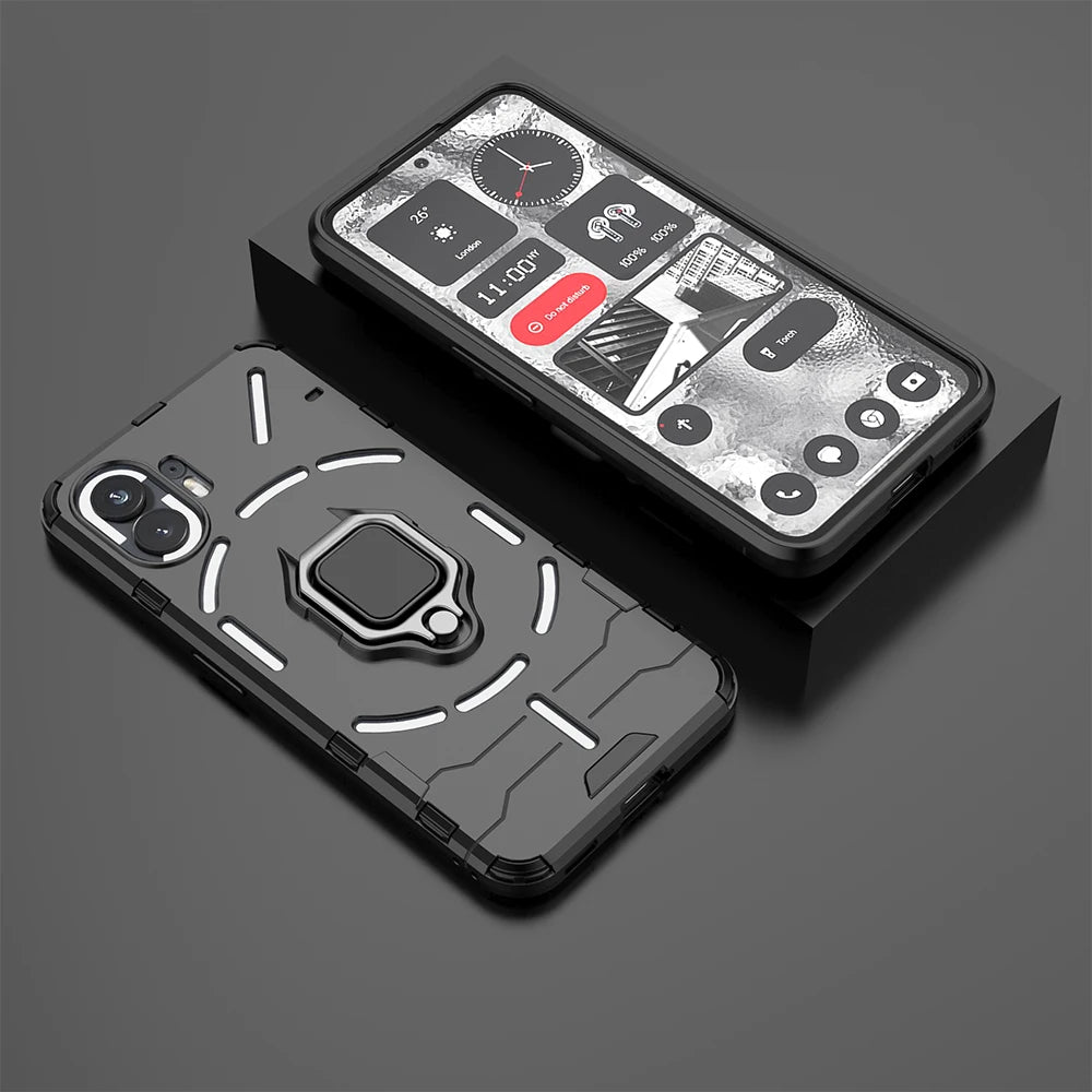 Shockproof Armor Case for Nothing Phone 2 1 Silicone + PC Metal Ring Stand Phone Back Cover for Nothing Phone 2 1