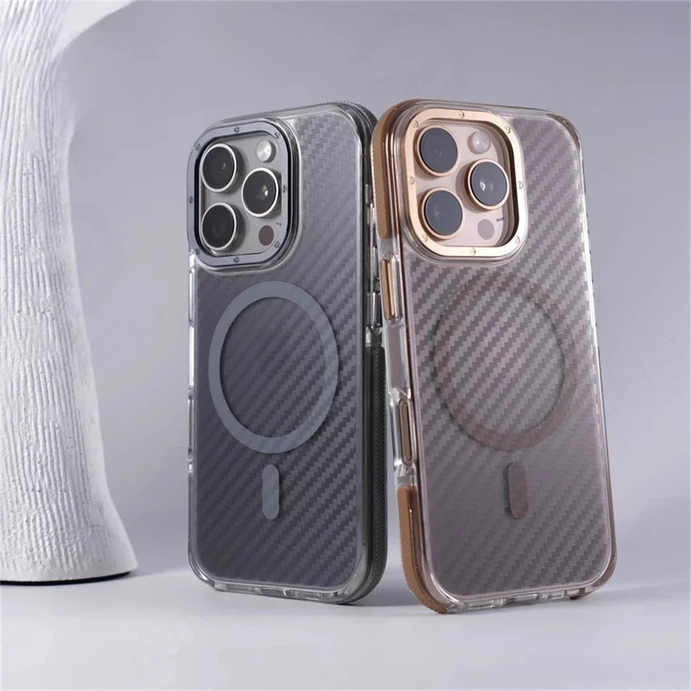 Transparent MagSafe Carbon Fiber iPhone 16 Case