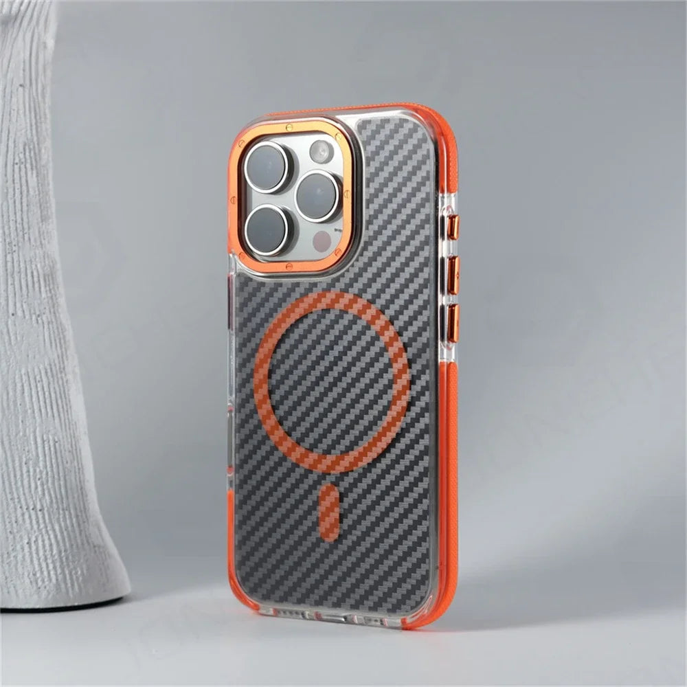 Transparent MagSafe Carbon Fiber iPhone 16 Case